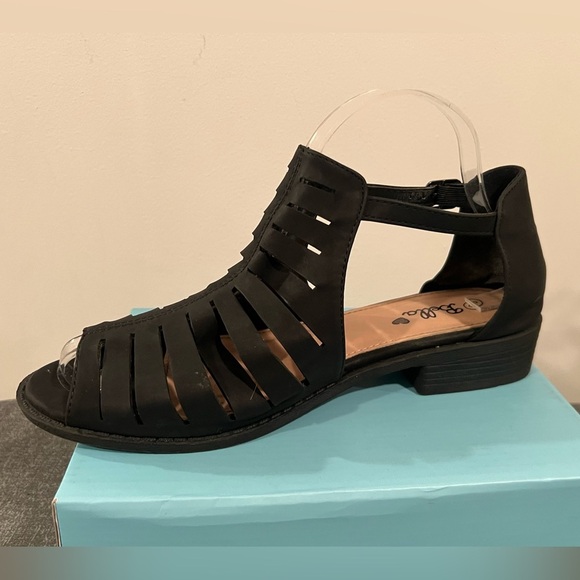 BELLA Black suede Women's block heel Sandals/size 8 - Picture 2 of 16